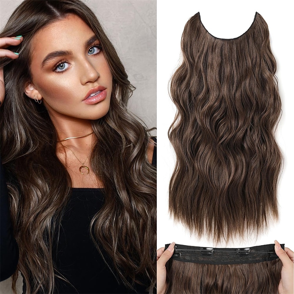 Hair Extensions 20 Inch Long Wavy Blonde Hair Extensions with Invisible Wire Adjustable Size 4 Secure Clips in Hair Extensions for Women 2025 - $13.99 –P13