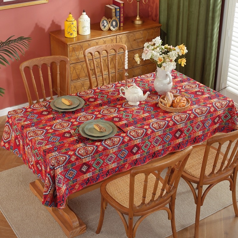 Rectangle Tablecloth Vintage Floral  Jacquard Table Cloths with Tassels Cotton Linen Table Covers for Dinner Parties Outdoor Decoration 2026 - $28.99 –P8