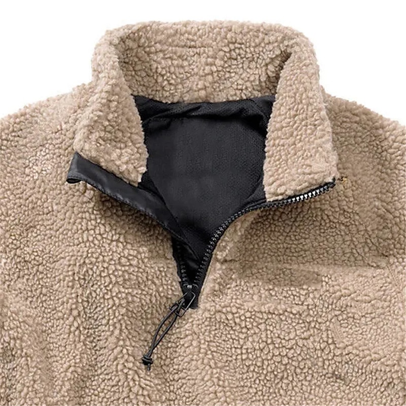 Herren Sweatshirt Pullover Polarvlies Sweatshirt mit Viertelreißverschluss Braun Khaki Troyer Halber Reißverschluss Farbblock Patchwork Sport & Natur Täglich Festtage Strassenmode Basic Brautkleider 2025 - $27.99 –P3
