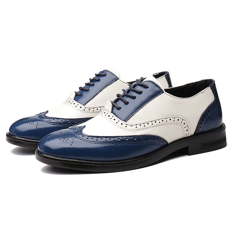 Ανδρικά λευκά και μπορντό παπούτσια Oxford brogue με wingtip, γυαλιστερά δερμάτινα παπούτσια για θεατές εμπνευσμένα από το Gatsby, για τζαζ πάρτι της δεκαετίας του 1920, vintage γάμους και θεματικές επίσημες εκδηλώσεις 2025 - $46.99 –P5