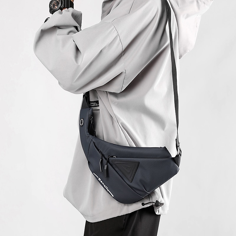 férfi vízálló crossbody hevedertáska – lopásgátló mellkasi csomag usb töltőcsatlakozóval utazáshoz és szabadtéri tevékenységekhez 2025 - $18.99 –P16
