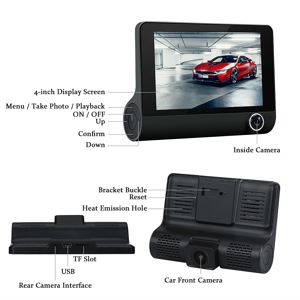 H35 1080p Nieuw ontwerp / met achteruitrijcamera / Start automatische opname Auto DVR 170 graden Wijde hoek 4 inch(es) IPS Dash Cam met Nacht Zicht / Bewegingsdetectie / Continu-opname Neen 2025 - $93.99 –P9