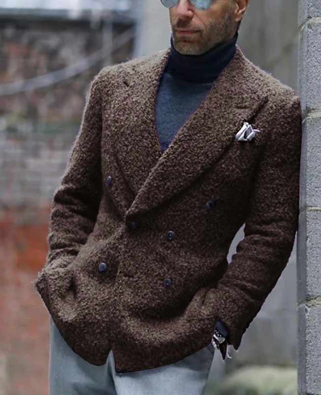 Homens Jaqueta Blazer Colar de fechamento Moda Casual Cor Sólida Exército verde Roxo Marron Moderno Seis botões de peito duplo de 2025 por $86.99 –P8