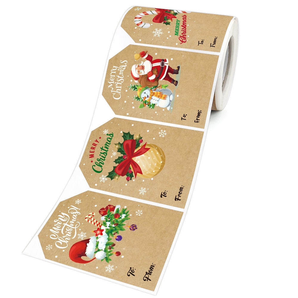julklappsetiketter klistermärken, självhäftande presentetiketter klistermärken, dekorativa kraftfärgade klistermärken för julklappar, presentetiketter för julklappar, skrivbar etikett för julklappspresent 2025 - $6.99 –P3