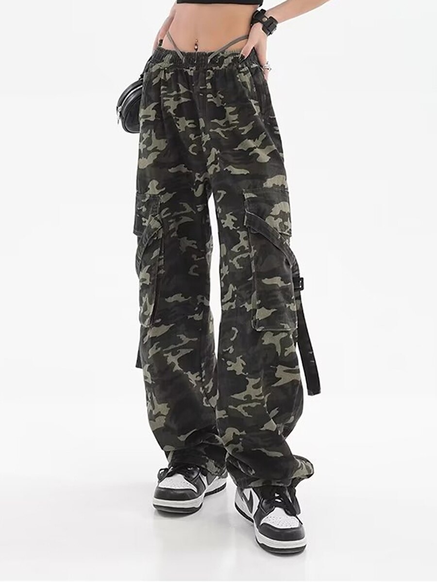 Women‘s Cargo Camo Camouflage Pants Pants Trousers Full Length Fashion Streetwear Street Daily Grey Green M L Fall Winter 2023 - US $32.99 –P8