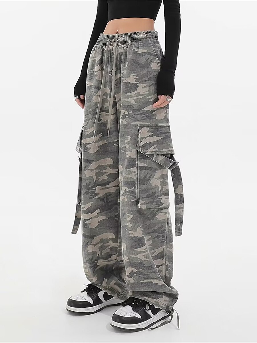 Women‘s Cargo Camo Camouflage Pants Pants Trousers Full Length Fashion Streetwear Street Daily Grey Green M L Fall Winter 2023 - US $32.99 –P19