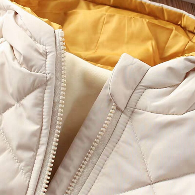 Děti Unisex Mikina s kapucí Svrchní oděvy Dětská bunda Puffer Jacket Pevná barva Dlouhý rukáv Zip Kabát Venkovní Bavlna Rozkošný Denní Bavlněný kabát ve tvaru diamantu-béžový Fleece bavlněný kabát ve 2025 - $23.99 –P7
