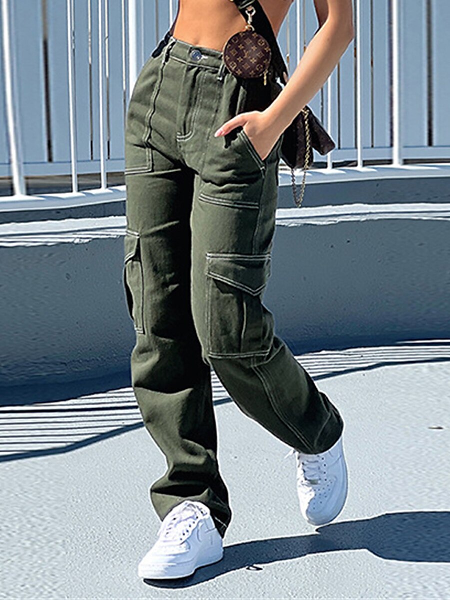 Women's Jeans Cargo Pants Pants Trousers Full Length Fashion Streetwear Street Daily Black Army Green S M Fall Winter 2023 - US $32.99 –P2