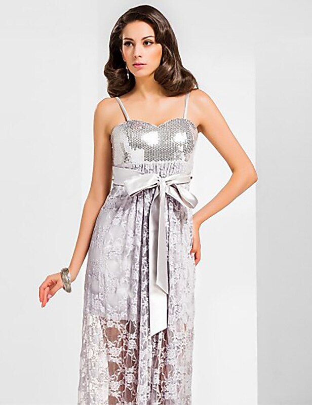 Strak / kolom Geïnspireerd door vintage Jurk Formele avonden Militair gala Tot de grond Mouwloos Sweetheart halslijn Kant met Sjerp / Lint Drapering 2023 2026 - $89.99 –P8