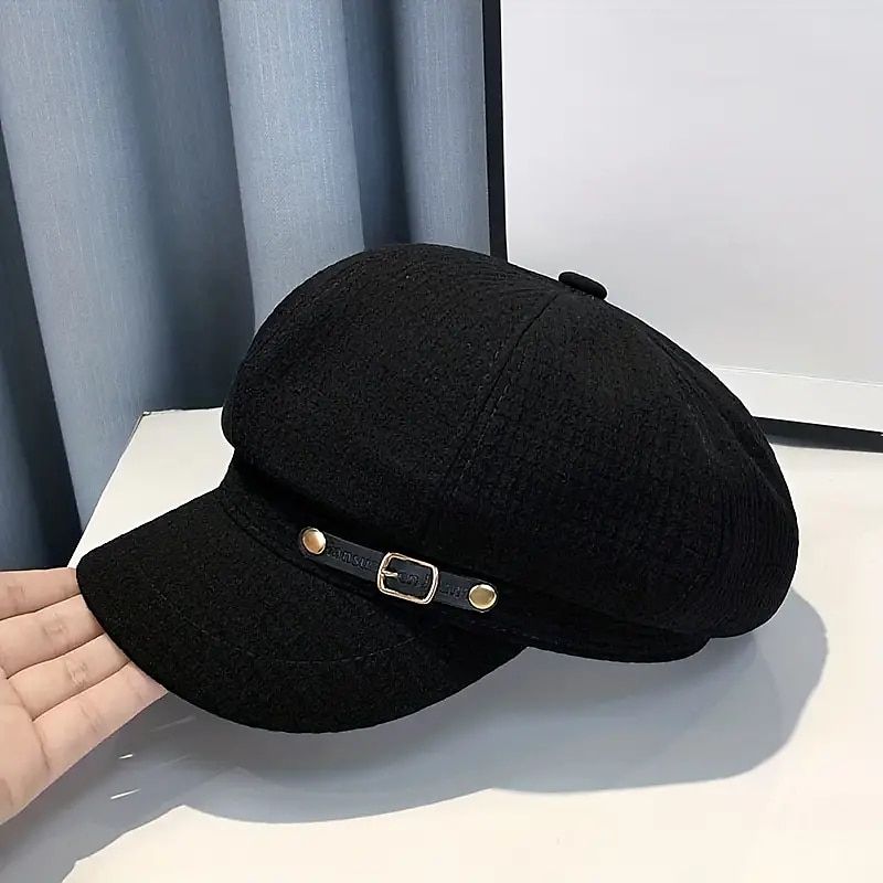 Bérets élégants en relief, casquette de béret classique de couleur unie de style britannique, chapeaux de journal respirants pour femmes, automne & hiver de 2025 ? $24.99 –P6