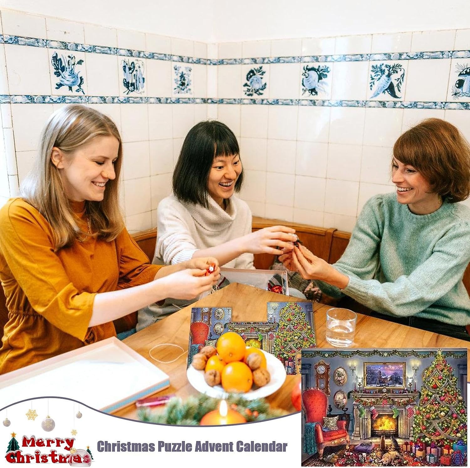 adventi naptár 2024 karácsonyi kirakós rejtvények vakdoboz karácsonyi kandalló mellett ünnepi rejtvények felnőtteknek gyerekeknek, 24 részes 1008 darabos puzzle ajándék karácsonyig visszaszámláláskor 2025 - $30.99 –P7