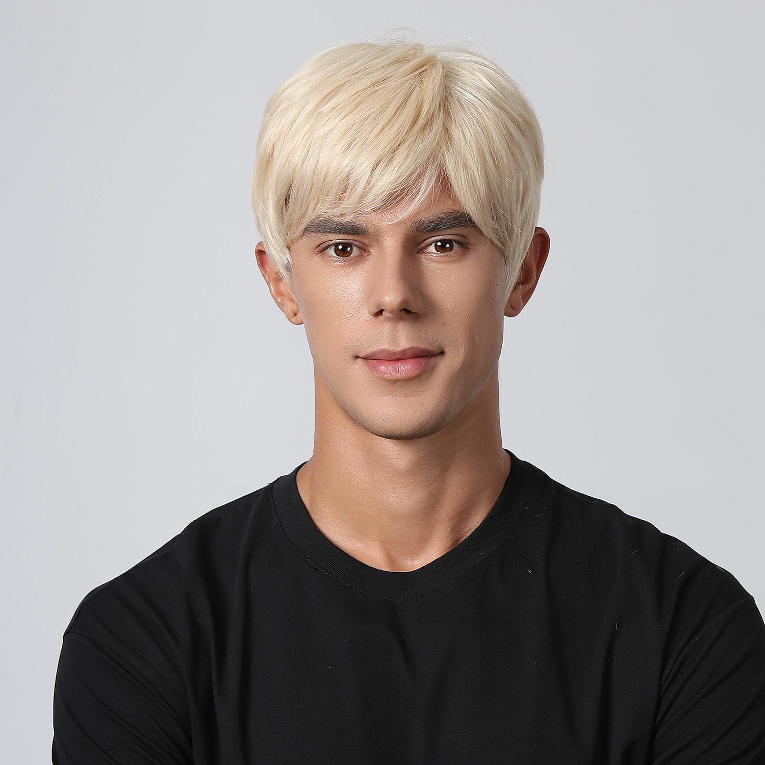 Synthetische Perücke, verworrener gerader Mittelteil, geschichteter Haarschnitt, maschinell hergestellte Perücke, 20,3 cm, hellgoldenes Kunsthaar, Herren, Cosplay, Party, Mode, blond, 2025 - $28.99 –P4