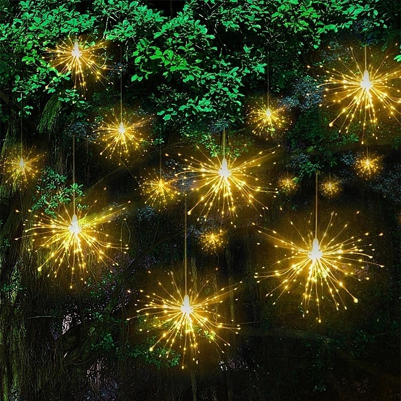 1pc feux d'artifice solaires d'extérieur, décoration de jardin en forme de sphère de Noël en forme d'étoile à LED de 2025 ? $15.99 –P4