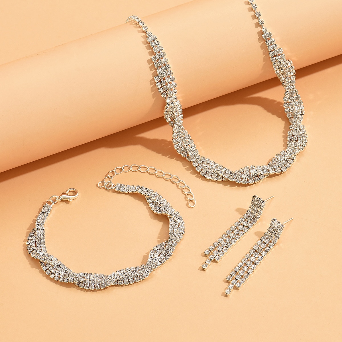 Jewelry Set 3pcs Copper Rhinestone 1 Necklace Earrings Bracelets Women's Vintage Fashion Simple Geometrical Geometric Jewelry Set For Party Wedding Guest Daily 2025 - $13.99 –P3