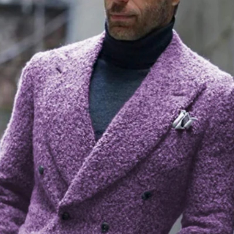 Homens Jaqueta Blazer Colar de fechamento Moda Casual Cor Sólida Exército verde Roxo Marron Moderno Seis botões de peito duplo de 2025 por $86.99 –P3