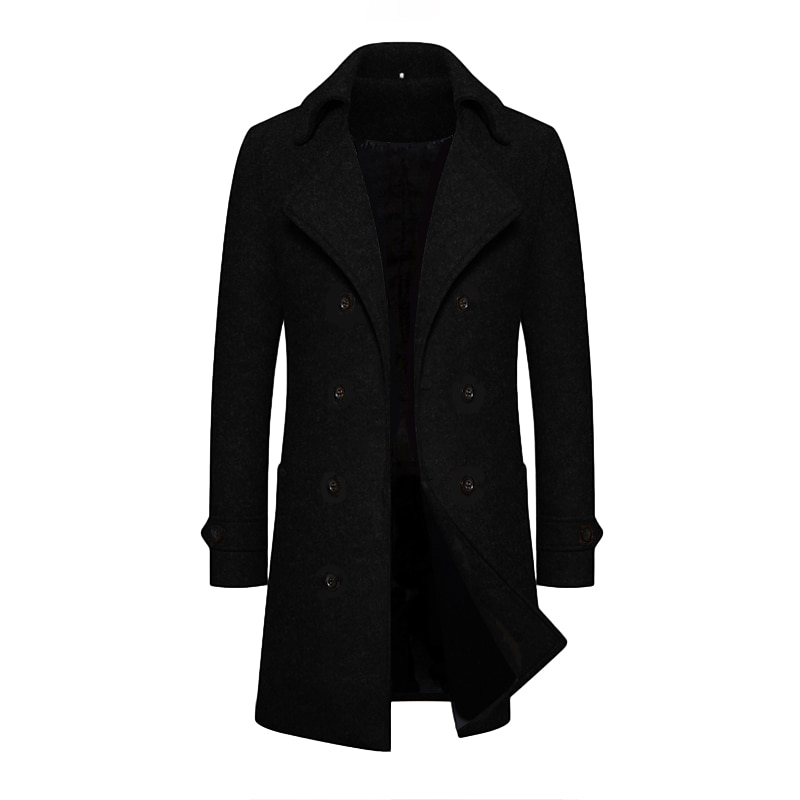 Herr Vinterkappa Peacoat Trenchcoat Utomhus Dagliga kläder Höst vinter 95% polyester 5% bomull Ytterkläder Kläder Mode Streetwear Slät Kavajslag Dubbelknäppt 2025 - $47.99 –P11