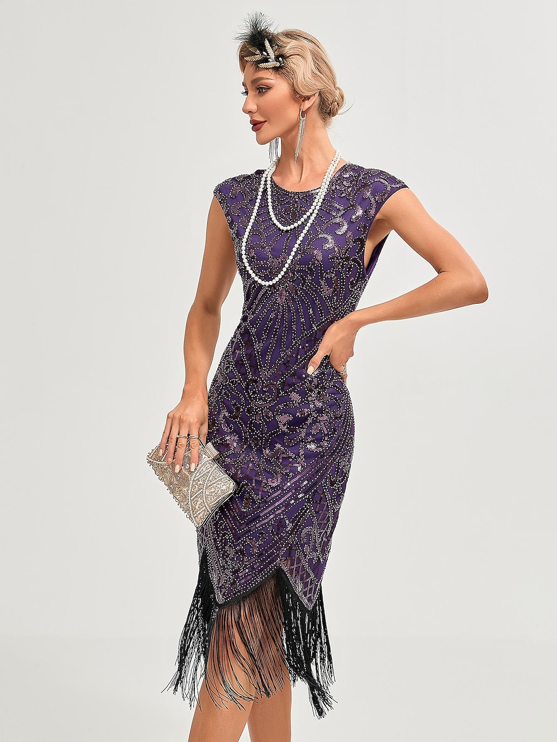 Ordító 20-as évek 1920-as évek Koktélruha Flapper ruha Ruhák Karácsonyi party ruha A nagy Gatsby Charleston Esküvői Vendég Flitter Rojt Jelmez Női Karácsony Mindszentek napja Farsang Farsang Esküv 2025 - $46.99 –P15