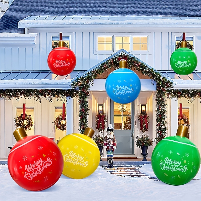 Palla Inflabile di Natale da 24 Pollici con Luce Grandi Ornamenti Natalizi Decorazione Esterna Palla PVC Gonfiabile per Decorazioni Natalizie all'aperto Palloncini Colorati per Albero di Natale del 2025 a $10.49 –P4