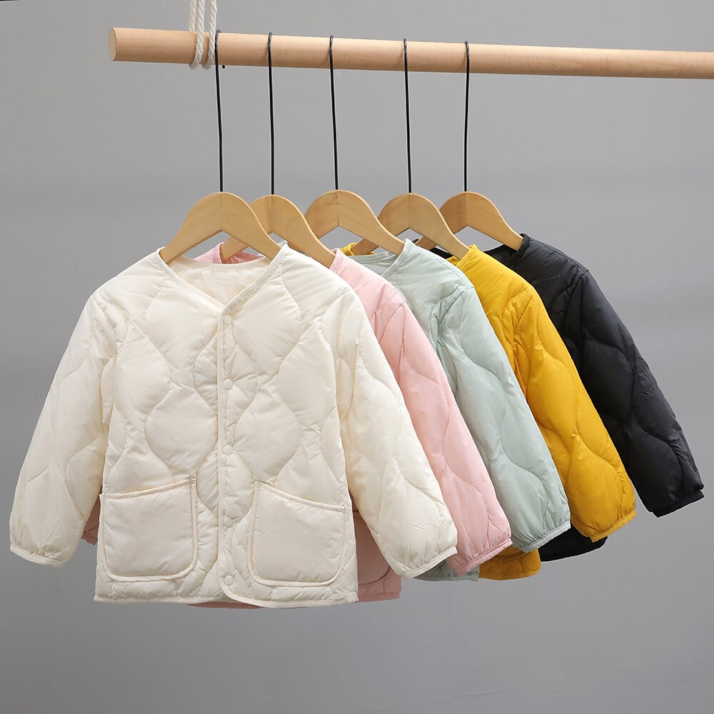 Kids Girls' Puffer Jacket Solid Color Active Button School Coat Outerwear 3-10 Years Spring Black White Yellow 2025 - $52.99 –P1