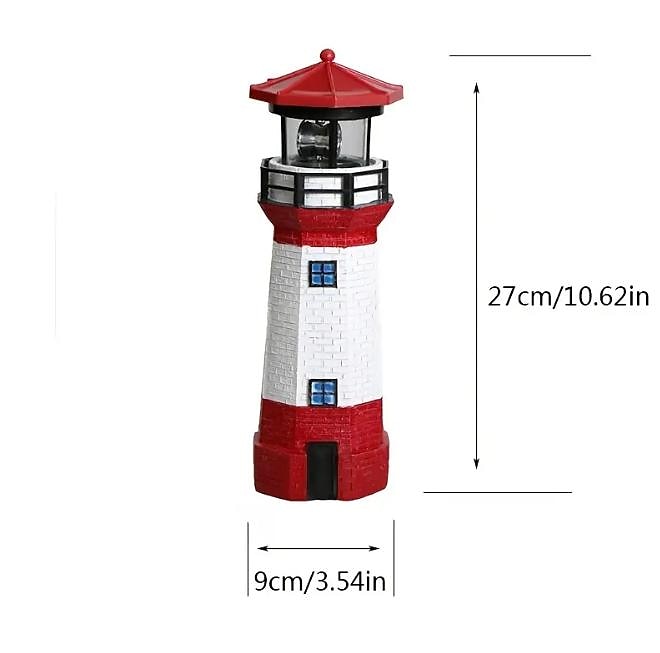 מגדל אור סולארי, אור שרף מסתובב גן led חיצוני מגדל עשן אזהרה נוף אור גן דשא פטיו, קישוט מגדלור מסתובב 360 מעלות, מתנות מגדלור 2025 - $21.99 –P3
