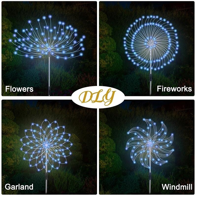 5 stuks 5 W LED-lampen op zonne-energie Padverlichting en lantaarns Op Zonne-Energie Kerst Bruiloft Decoratie 8 verlichtingsmodi Warm wit Koel wit Groen 5 V 600 LED-kralen 2026 - $71.99 –P7