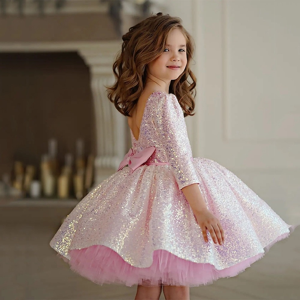 Kids Girls' Party Dress Solid Color Long Sleeve Formal Performance Wedding Mesh Princess Sweet Mesh Mid-Calf Sheath Dress Pink Princess Dress Tulle Dress Summer Spring Fall 2-12 Years 4-12 Years Pink 2025 - $73.99 –P5