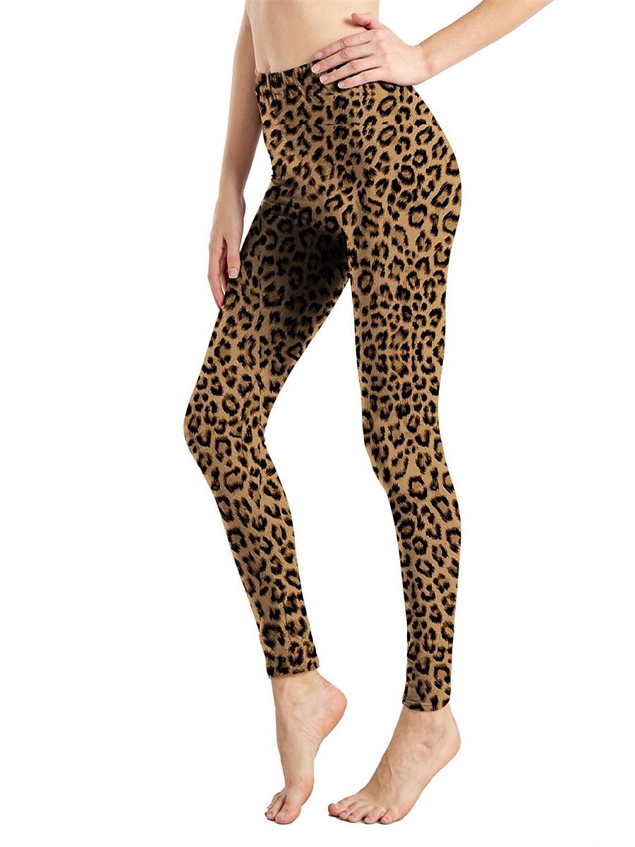 Women's Leggings Active Fashion Full Length High Waist Leopard Gradient Snake Print Elastic Waist Print Breathable Soft Comfortable Micro-elastic Outdoor Vacation Home Leopard Print 0358 blue and 2025 - $13.99 –P22