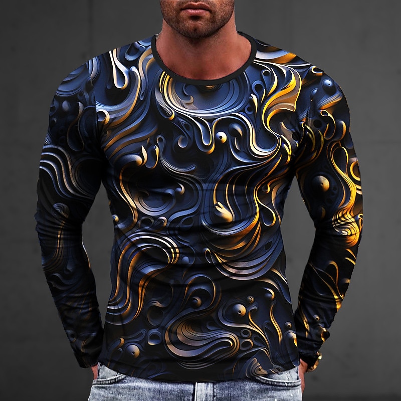 Men's Graphic Abstract T Shirt Long Sleeve T shirt 3D Print Crew Neck Shirt Fashion Designer Casual Sports Outdoor Holiday Going out Red Spring &  Fall Clothing Apparel S M L XL 2XL 3XL 4XL 2026 - $18.49 –P4