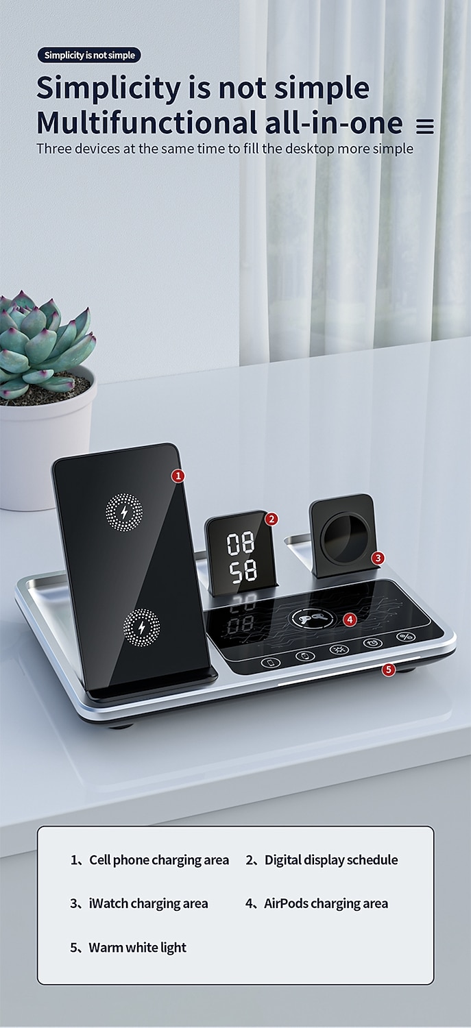 Wireless Charger 30W Output Power Wireless Charging Station Foldable Charging Station CE Certified Fast Wireless Charging MagSafe 4 in 1 For Compatible with any wireless charging enabled devices 2025 - $65.99 –P5