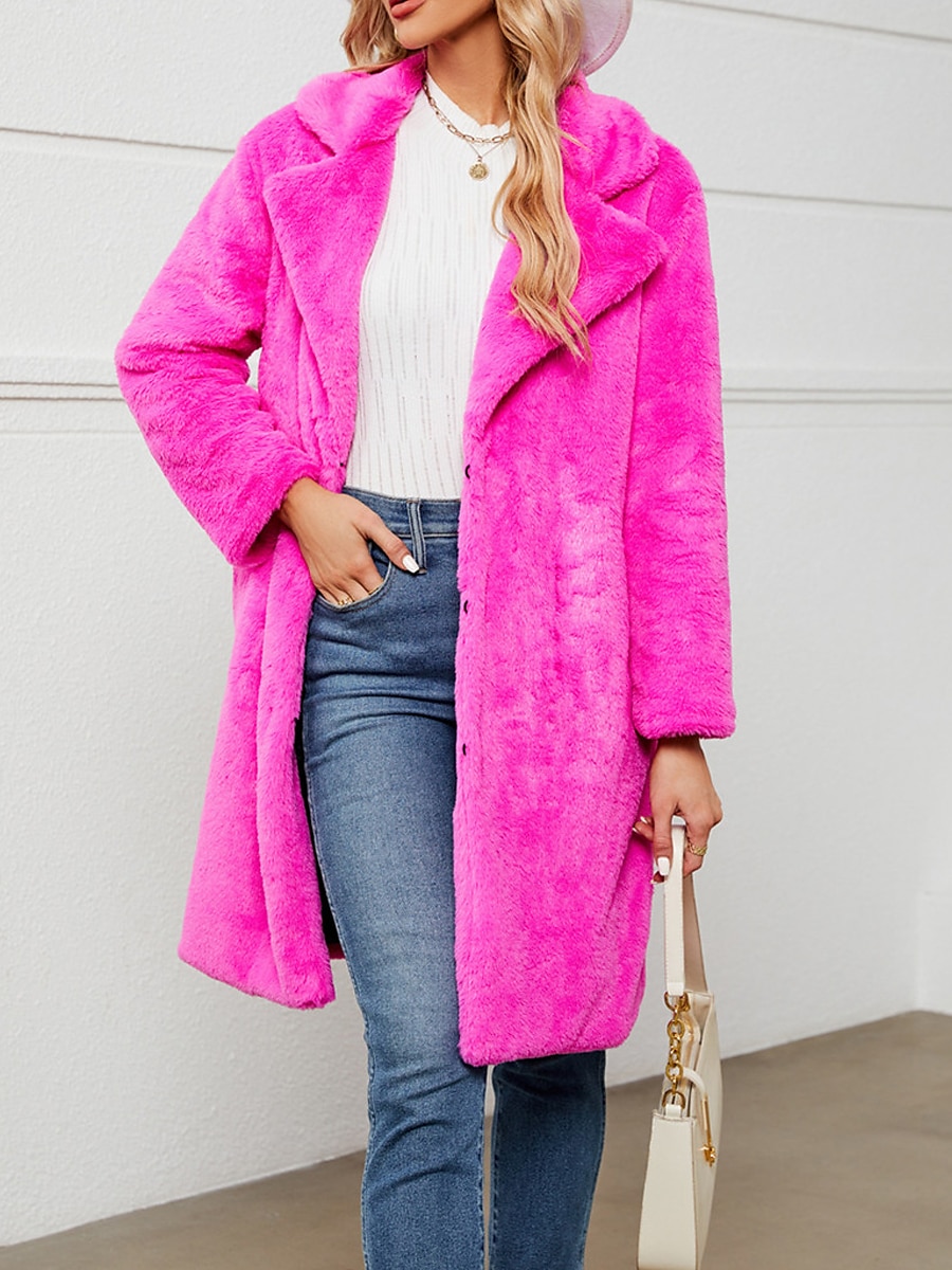 Dame Fleece-jakke Teddyfrakk Hold Varm Pustende Fleece Lined Fritid Gate stil عادي Feriereise Gate Dagligdagstøy Ut på byen Åpen Forside Lang Aftæpning Normal Langermet Yttertøy Svart Vin Fuksia Høst 2025 - $41.99 –P5