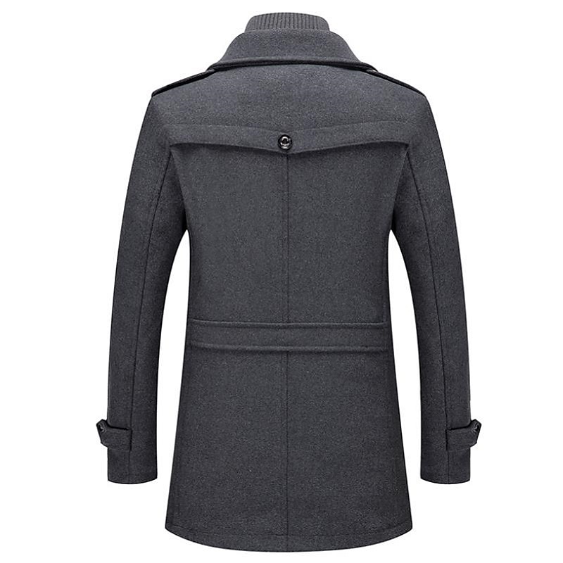 Men's Winter Coat Wool Coat Overcoat Business Casual Spring Winter Autumn Wool Windproof Warm Outerwear Clothing Apparel Active Chic & Modern Solid Colored Rolled collar 2025 - $73.99 –P6