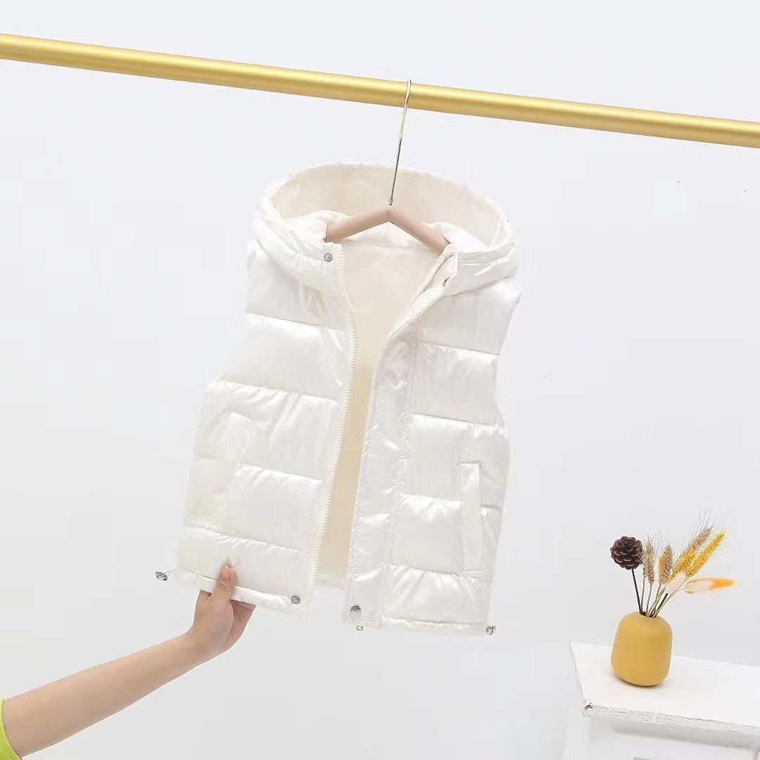 Kinderen Uniseks Vest jas Mouwloos Zilver gebroken wit Zwart Gewatteerd jack voor kinderen Effen Kleur Vetoketju Lente Herfst Stoer School 7-13 jaar 2025 - $23.99 –P9