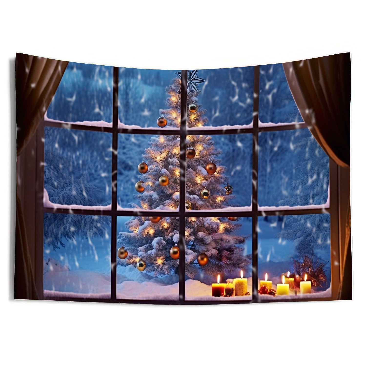 Christmas Decorations Hanging Tapestry Christmas Tree Winter Snow Wall Art Xmas Large Tapestry Mural Decor Photograph Backdrop Blanket Curtain Home Bedroom Living Room Decoration Window View 2025 - $14.49 –P7