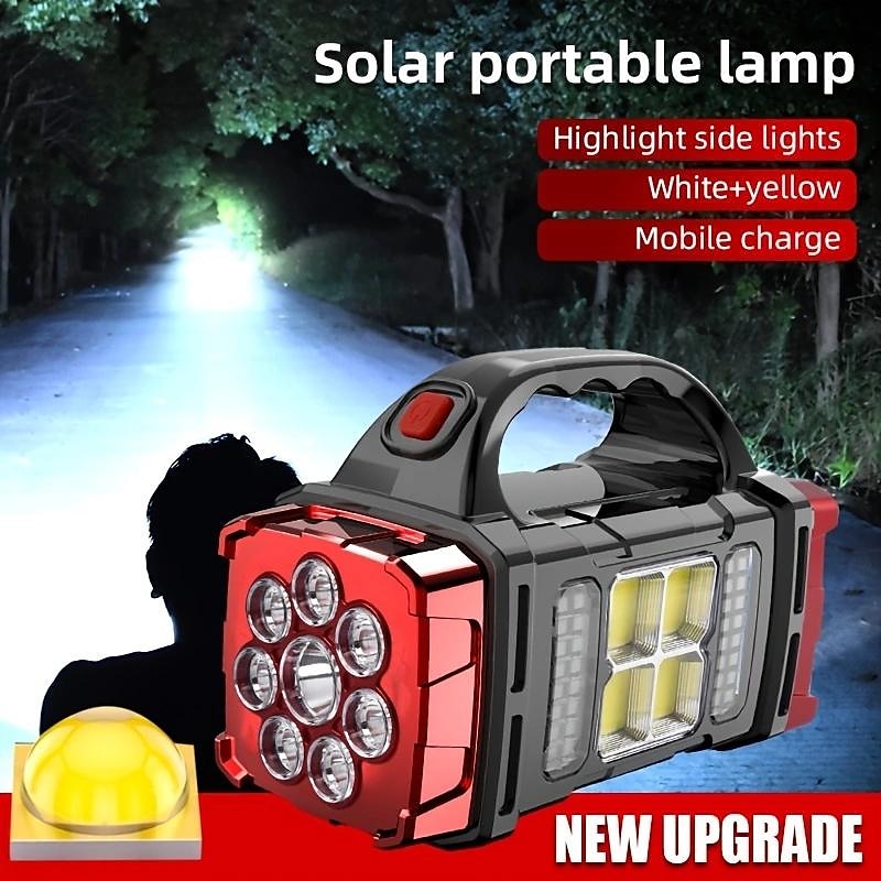 bærbar solcellecampinglys - multifunksjonell LED-lommelykt for utendørs fotturer, strømbrudd - oppladbar og superlys 2025 - $15.99 –P1