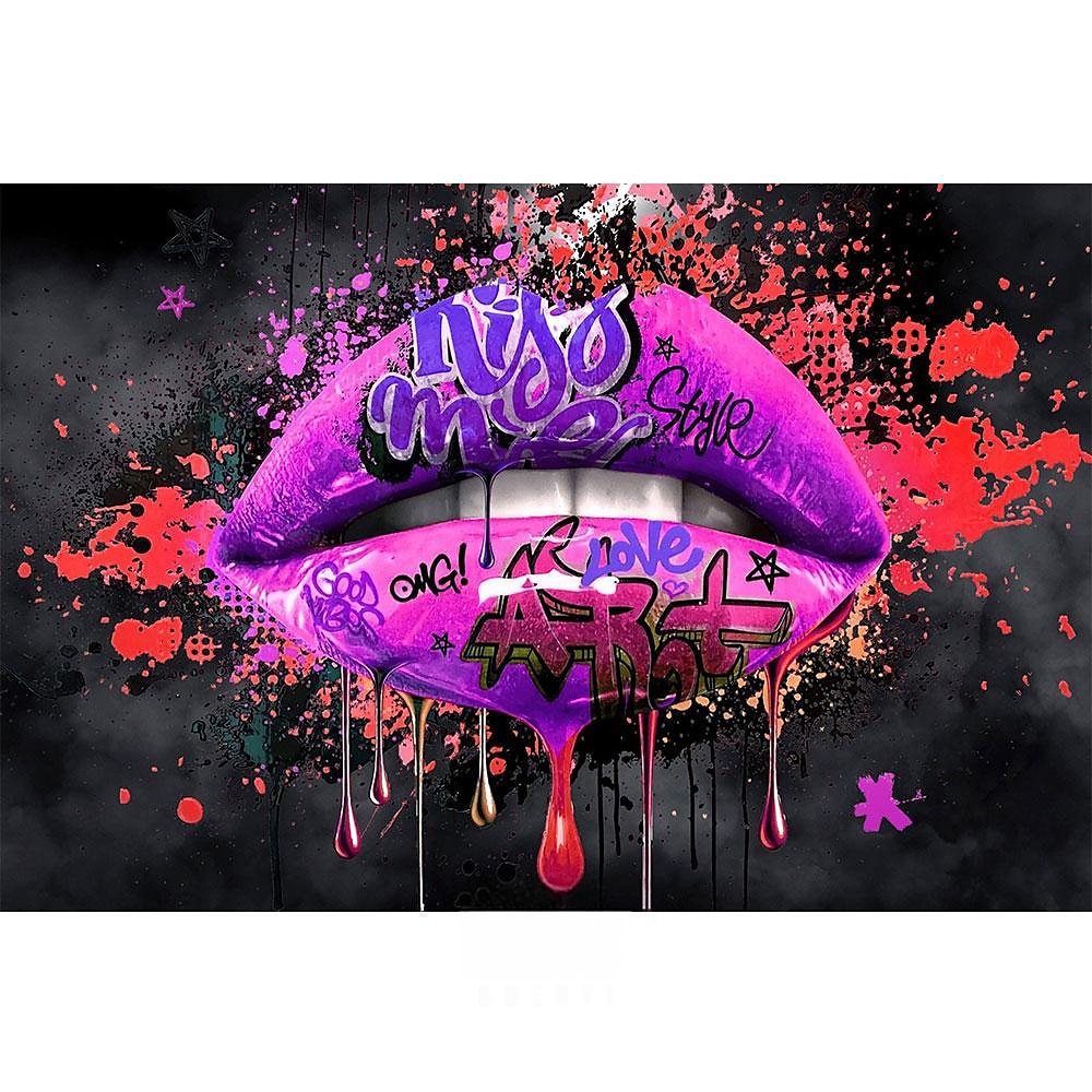 csókolj meg graffiti ajkak pop art vászon festmény absztrakt szerelmes poszter és faliképek nyomtatása nappali lakberendezéshez 2025 - $20.99 –P3