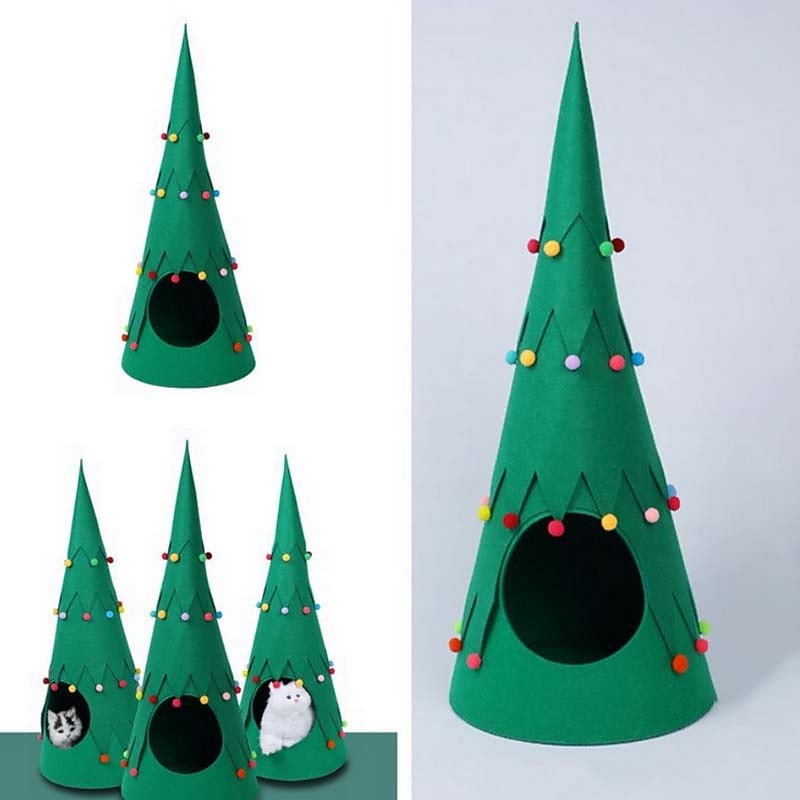 Tente pliable en feutre pour arbre de noël, pour chat et chien, semi-fermée, quatre saisons, à usage général, chenil pour chien et chat de 2025 ? $38.99 –P2