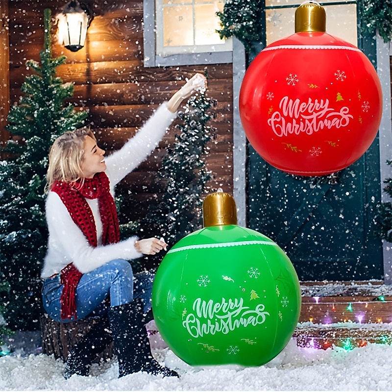 Palla Inflabile di Natale da 24 Pollici con Luce Grandi Ornamenti Natalizi Decorazione Esterna Palla PVC Gonfiabile per Decorazioni Natalizie all'aperto Palloncini Colorati per Albero di Natale del 2025 a $10.49 –P5