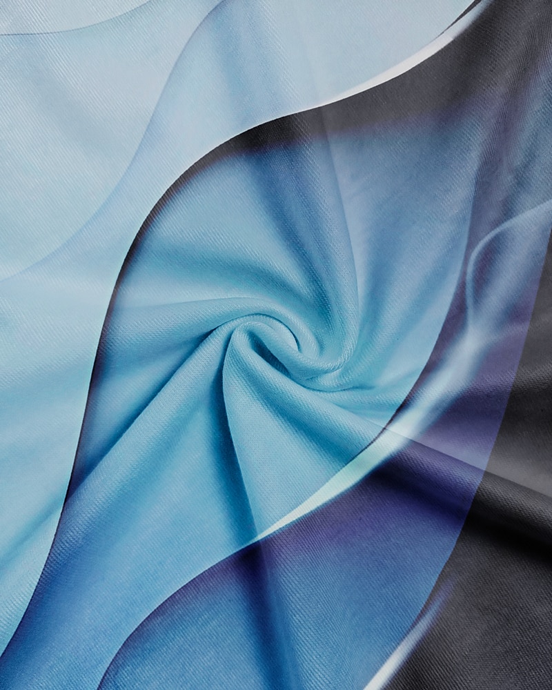 Damblus Chiffon Daglig Enkel Neon  Klara Abstrakt Tryck Lång Ärmar Långa Toppar Rund Hals Avslappnad Blå Höst  Vinter 2025 - $3.39 –P1