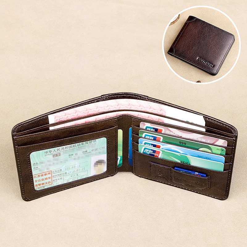 Herrplånbok med rfid-blockering, smal korthållare i äkta läder med ID-fönster och kontantfack, klassisk affärsstil för dagligt bruk och resor 2025 - $18.99 –P11
