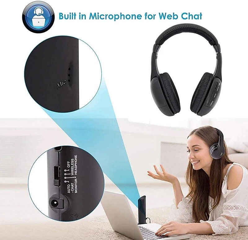 5-in-1 wireless multi-function headset monitoring FM radio earphone for PC Laptop Computer TV TW-699 2025 - $31.99 –P1