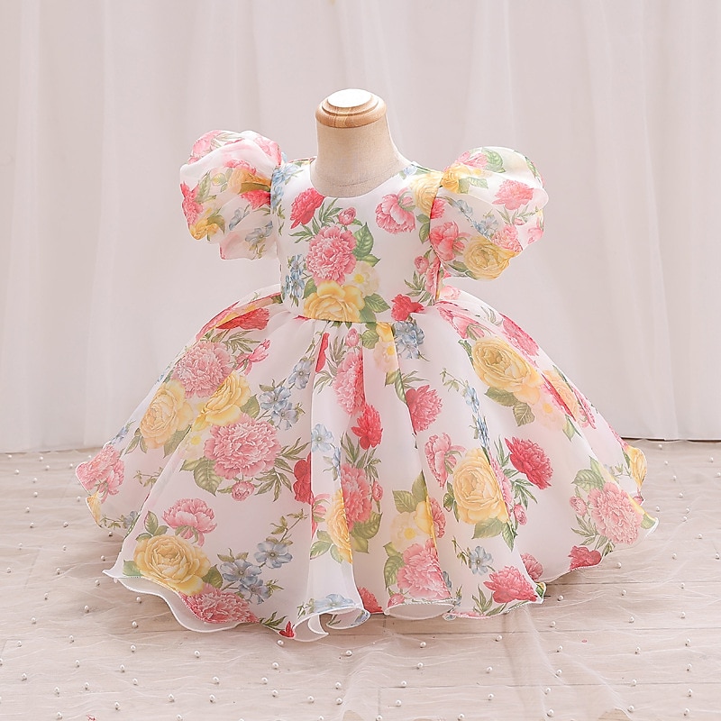 Tout-petit Fille Robe de Soirée Graphique Manche Courte Mariage Mignon Polyester Mi-long Été 3-7 Ans Multicouleur Rouge Vert de 2025 ? $38.99 –P6