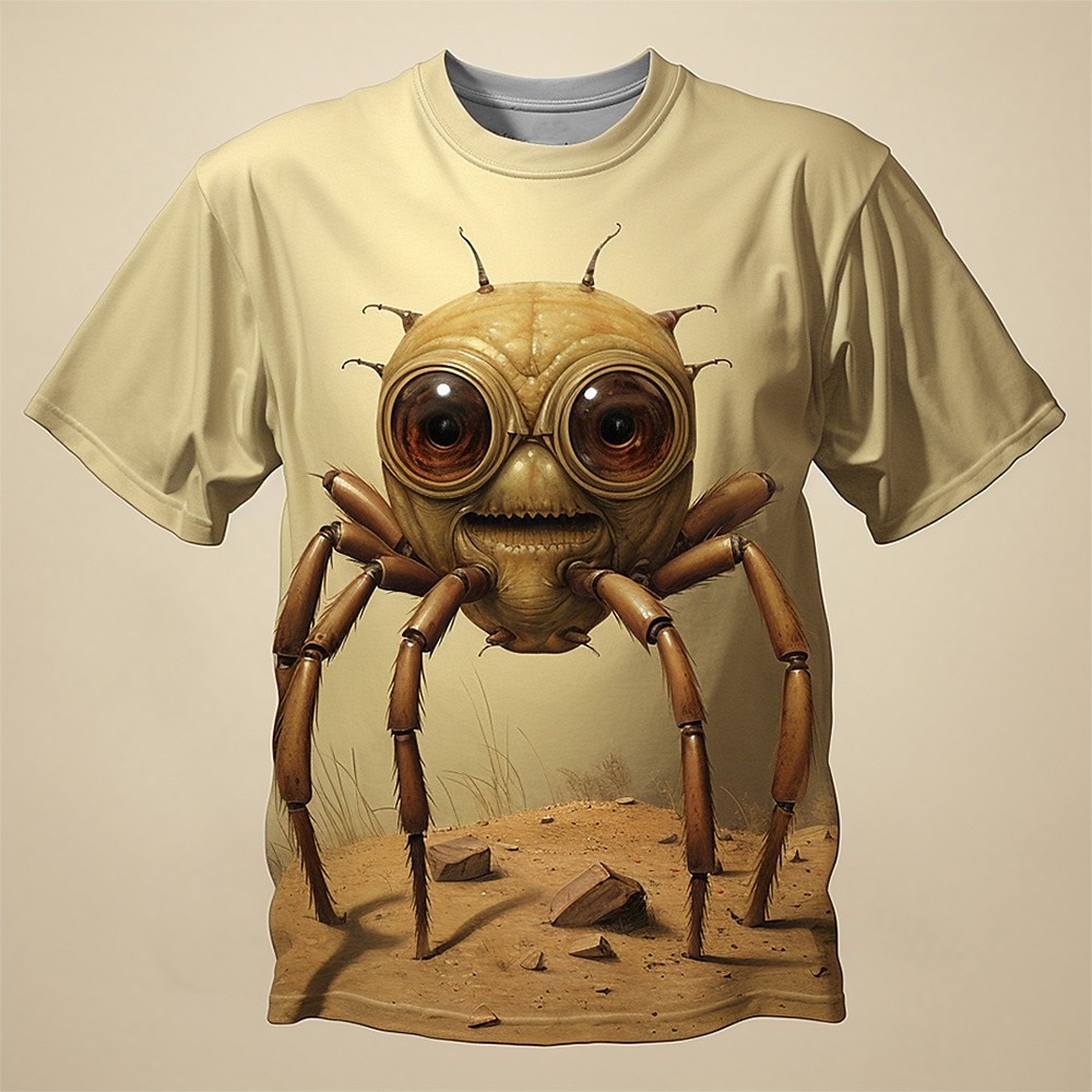Halloween Herren Graphic Spinnen T Shirt Kurzarm T-Shirt 3D-Druck Rundhalsausschnitt Hemd Täglich Designer Retro Vintage Sports Outdoor Festtage Ausgehen Dunkelbraun Gelb Leicht Braun Frühling Sommer 2025 - $17.99 –P4