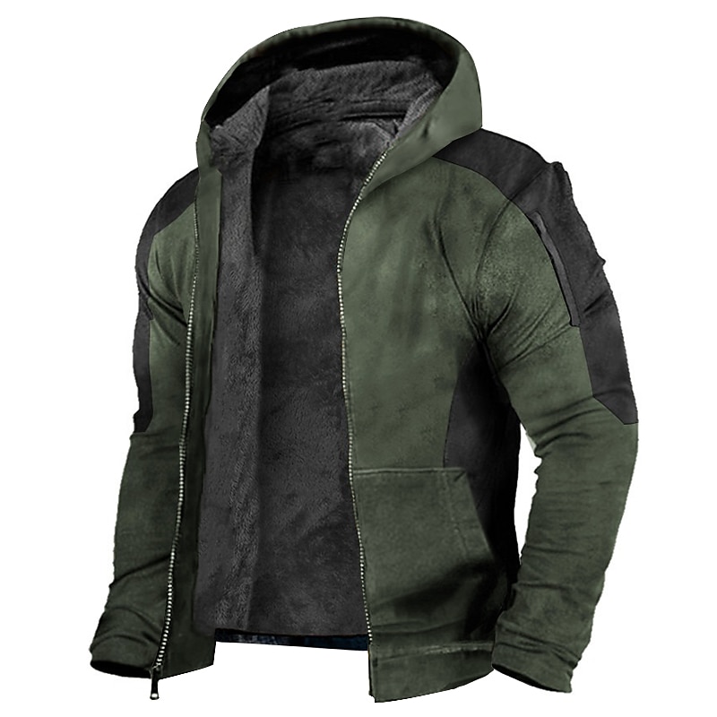 Hombre Sudadera con cremallera Sudadera con capucha y cremallera completa La chaqueta con capucha Chaqueta deportiva Sherpa difuso Azul Piscina Verde Oscuro Marrón Con Capucha Bloque de color Cerrar 2025 - $42.99 –P2