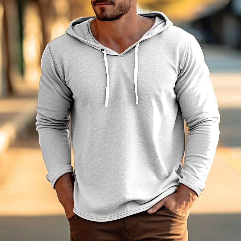 Herren T Shirt T-Shirt Langarmshirt Langarm Mit Kapuze Frühling & Herbst Einfach Mode Designer Basic Urlaub Straße Ausgehen Hellblau Braun Grün Top T-Shirt für Herren 2025 - $27.99 –P2