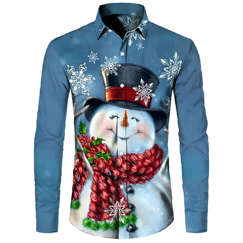 Babbo Natale Albero di Natale Informale Per uomo Camicia Natale Da tutti i giorni Per uscire Autunno inverno Collo ripiegabile Manica lunga Blu marino scuro, Blu S, M, L Tessuto elasticizzato a 4 vie del 2025 a $26.99 –P2