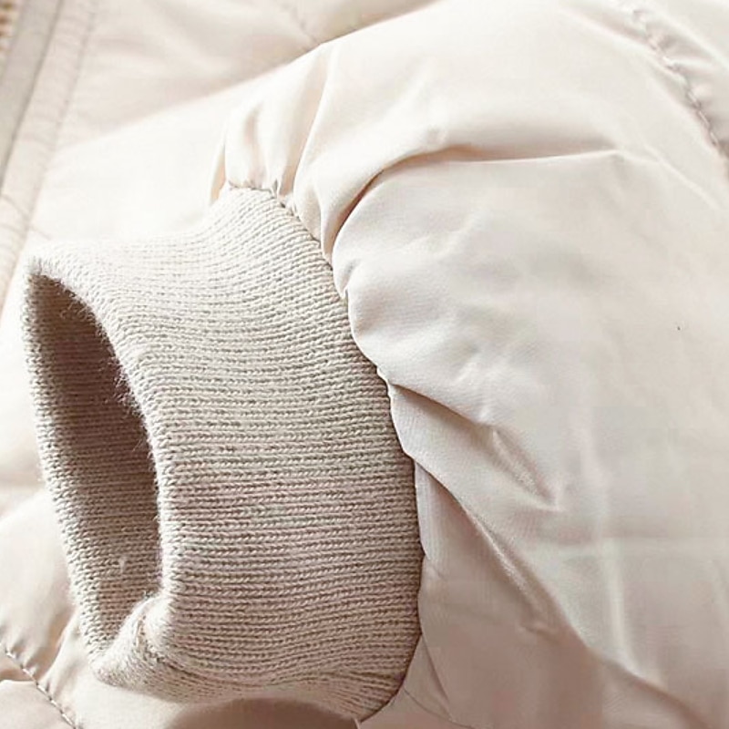 Děti Unisex Mikina s kapucí Svrchní oděvy Dětská bunda Puffer Jacket Pevná barva Dlouhý rukáv Zip Kabát Venkovní Bavlna Rozkošný Denní Bavlněný kabát ve tvaru diamantu-béžový Fleece bavlněný kabát ve 2025 - $23.99 –P9