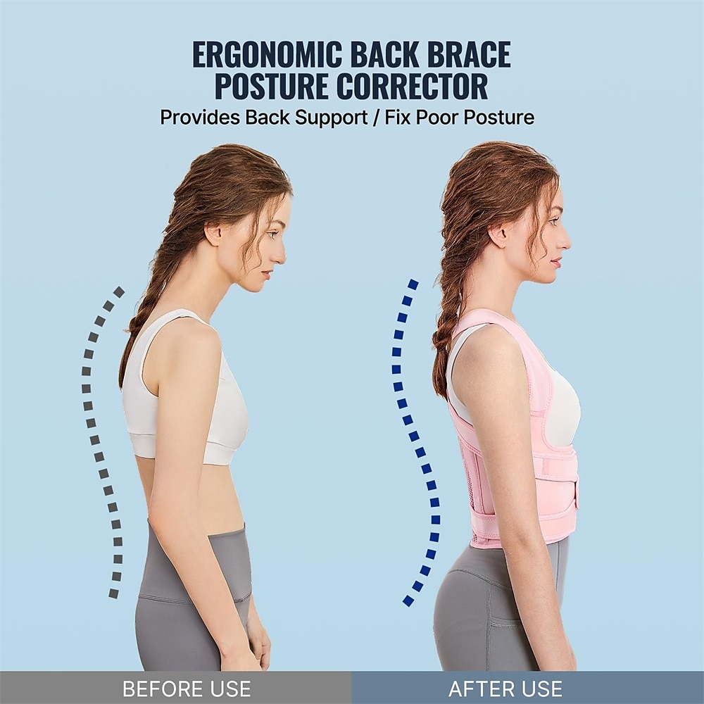 Back Brace Posture Corrector for Women: Shoulder Straightener Adjustable Full Back Support Upper and Lower Back Pain Relief - Scoliosis Hunchback Hump Thoracic Spine Corrector Pink Large 2025 - $25.99 –P4