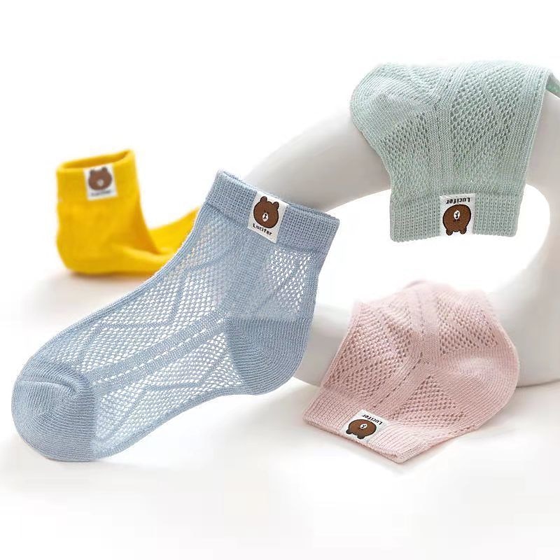 Barn Unisex 5 par Strumpor Mesh [Star Dew] Mesh [Nummer 19] Mesh [ihålig björn] Ensfärgat Prickig Mönster Vår Höst Ljuv Skola 3-13 år 2025 - $3.99 –P3