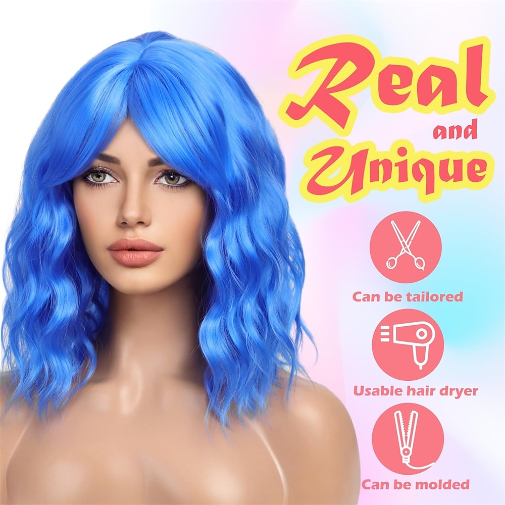 Auburn Bob Wigs for Women Synthetic Wavy Curly Hair Wig with Bangs for Daily Use Christmas Party Wigs 2025 - $21.99 –P10