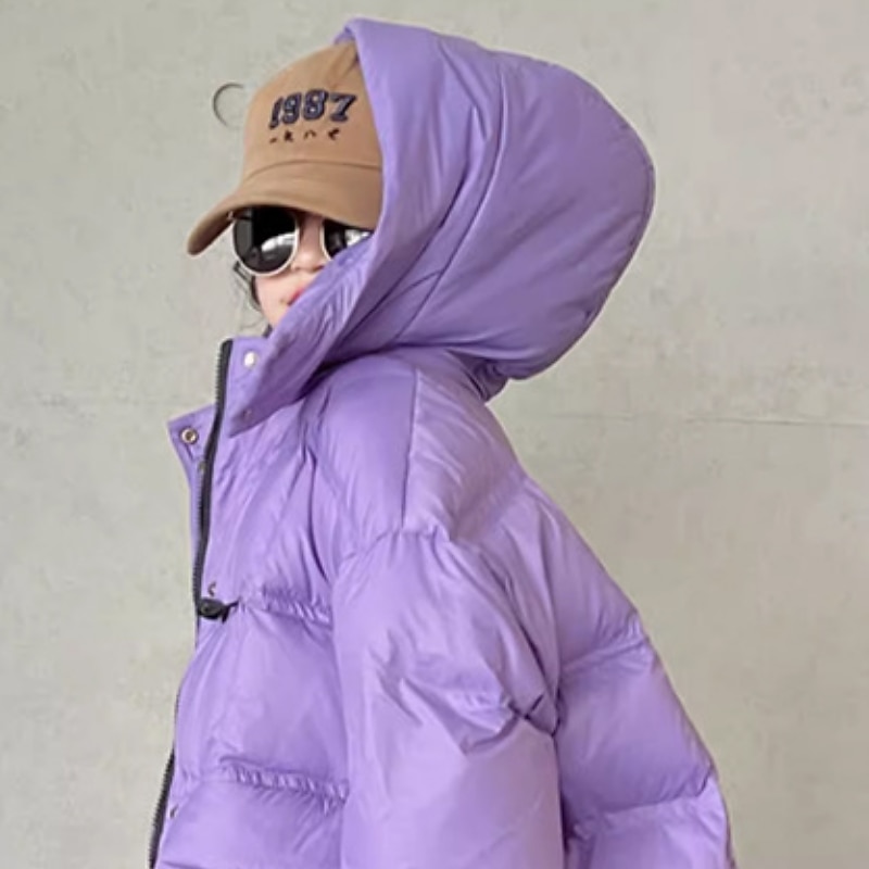 Kids Girls' Down Coat Kids Puffer Jacket Active Pocket School Coat Outerwear 4-13 Years Winter Black Purple 2025 - $48.99 –P12